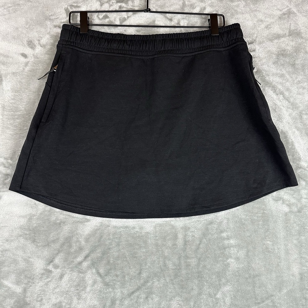 Old Navy Mini Athletic Skort Skirt Women's L Black Zip Pockets High Rise Fleece